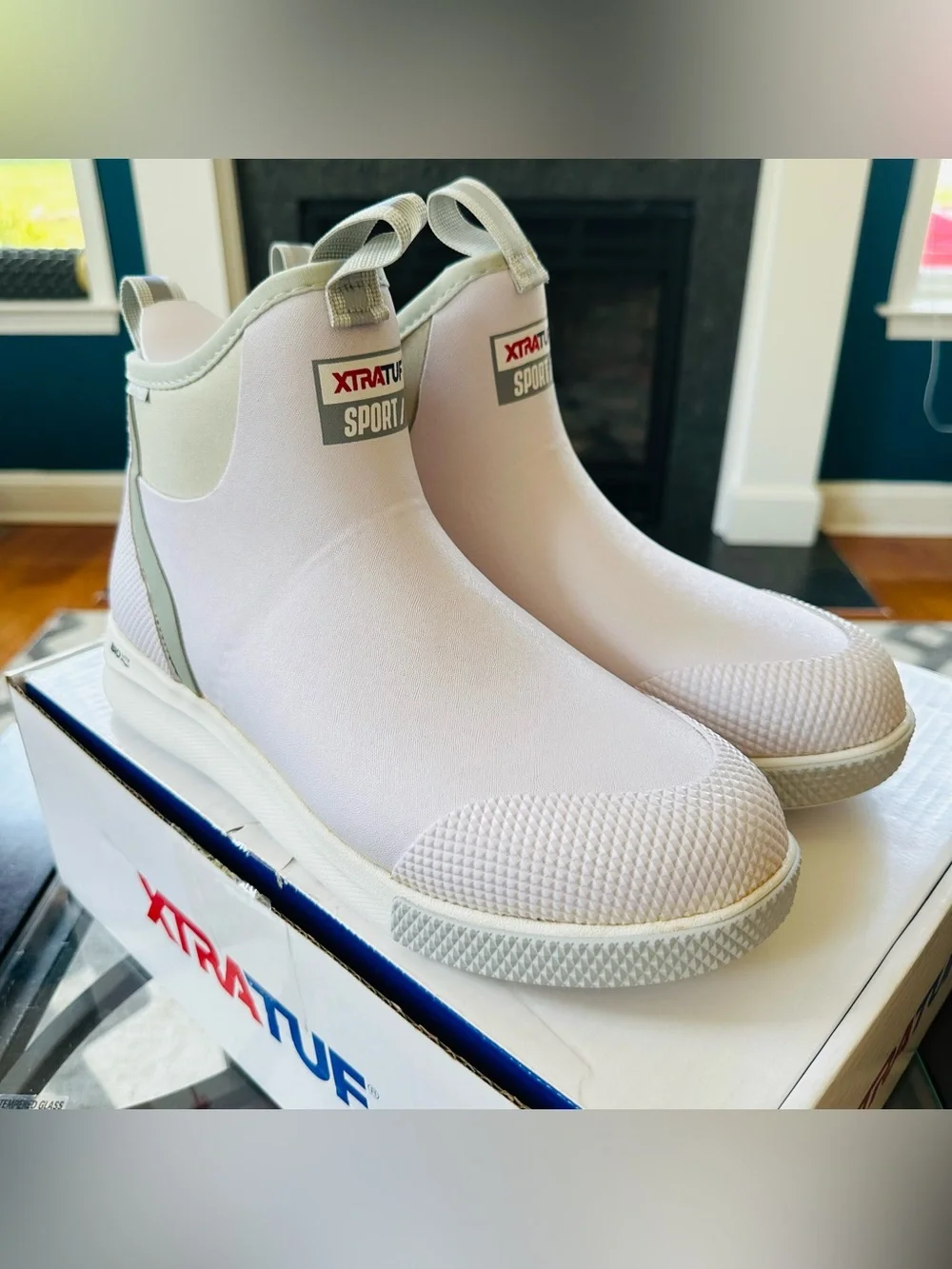 XTRATUF Men's Ankle Deck Boot Sport Waterproof Pull On Slip Resistant White
